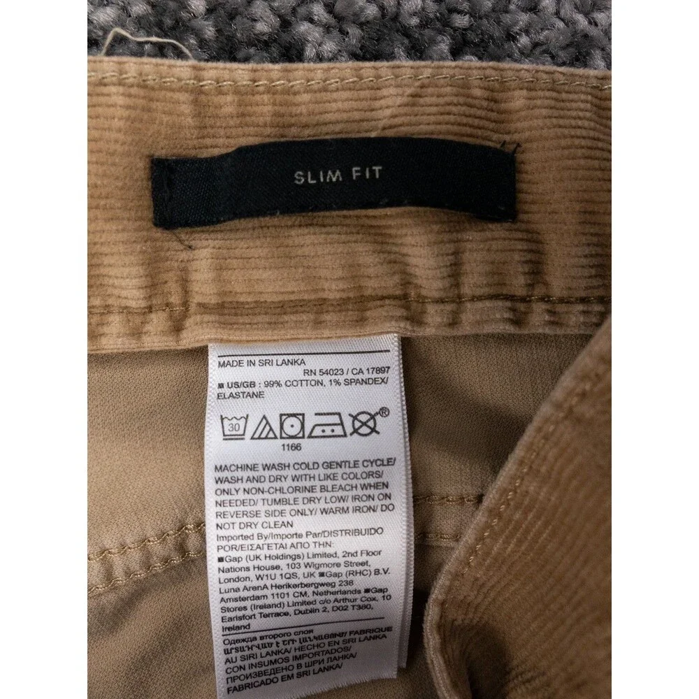 J Crew Pants Mens 34x30 Actual 35x30 Brown Slim Fit Traveler Stretch Corduroy